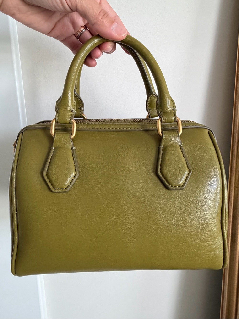 Chartreuse Leather Top-Handle Bag